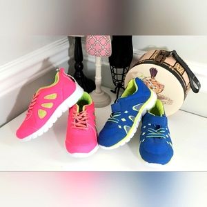 Koala Kids 2 pairs 1 Pink/Gold Lace Up 1 Blue/Lime Green Velcro Strap NWT